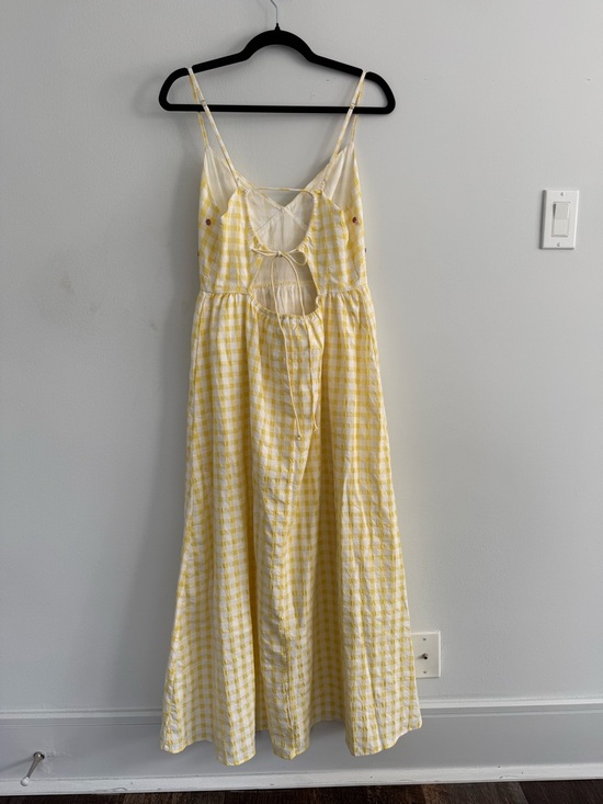 Zara Yellow Gingham Maxi Dress with Spaghetti Straps - Picture 4 of 5